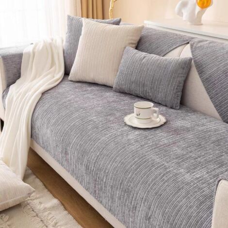 Sofa Cushion Protector, Corner Sofa Cushion, Cotton and Linen Cushion, Anti-Dirt, Gray, 90 x 160 cm