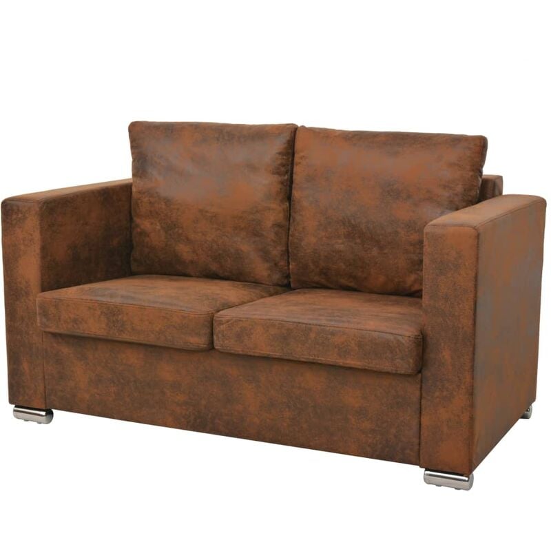 

Sofa de 2 plazas 137x73x82 cm piel de ante artificial - Marrón