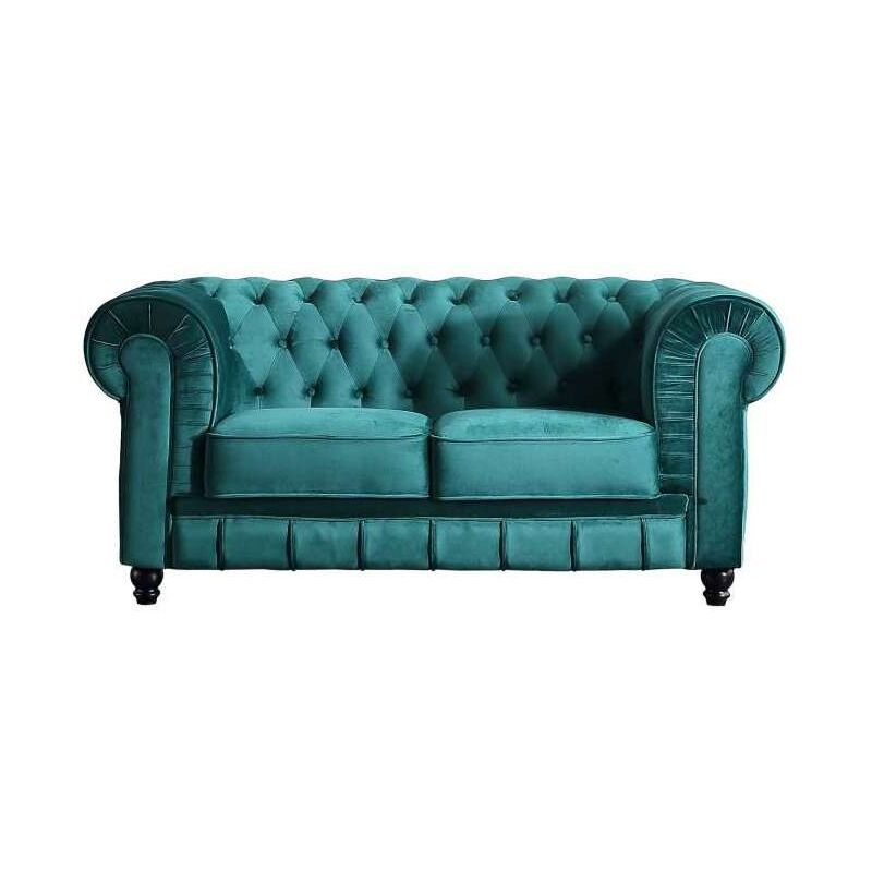 

Sofá de 2 plazas Chesterfield en tela Velvet o semil piel 166 cm(ancho) 75 cm(altura) 84 cm(fondo). Color tela velvet verde