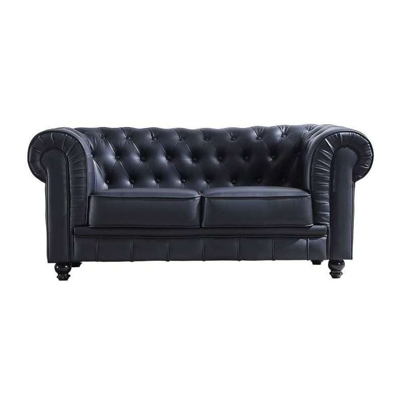 

Sofá de 2 plazas Chesterfield en tela Velvet o semil piel 166 cm(ancho) 75 cm(altura) 84 cm(fondo). Color Negro