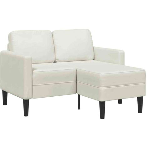 Sofá de 2 plazas con chaise longue en forma de L crema 125 cm
