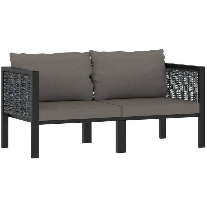 

Happyshopping - Sofa de 2 plazas con cojines ratan sintetico antracita
