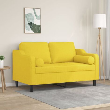 Sofá de 2 plazas con cojines tela amarillo claro 120 cm vidaXL