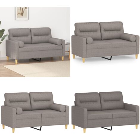 Sofá de 2 plazas con cojines tela gris taupe 120 cm - Cojines decorativos - Tela gris