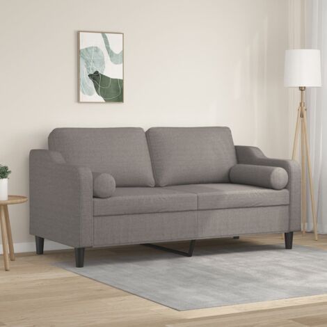 Sofá de 2 plazas con cojines tela gris taupe 140 cm vidaXL