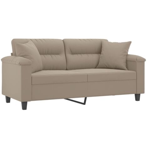 Sofá de 2 plazas con cojines tela microfibra gris taupe 140 cm vidaXL