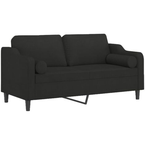 Sofá de 2 plazas con cojines tela negro 140 cm vidaXL