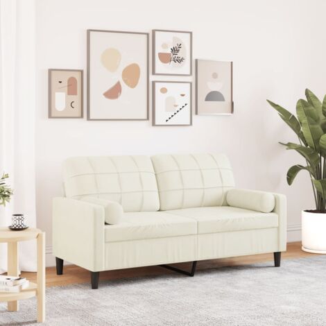 Sofá de 2 plazas con cojines terciopelo color crema 140 cm vidaXL