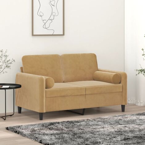 Sofá de 2 plazas con cojines terciopelo marrón 120 cm vidaXL