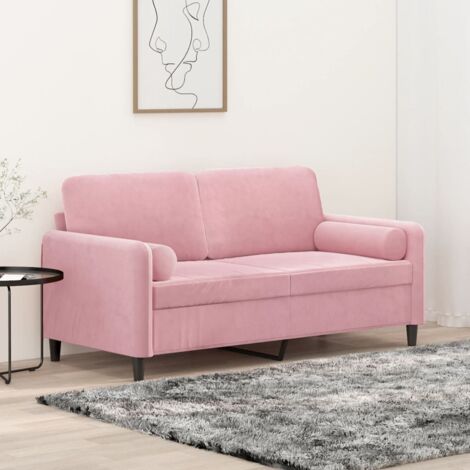 Sofá de 2 plazas con cojines terciopelo rosa 140 cm vidaXL