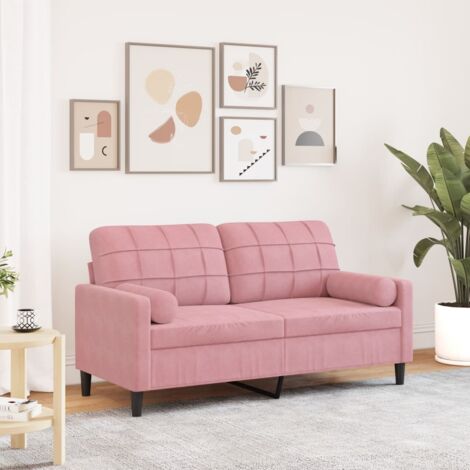 Sofá de 2 plazas con cojines terciopelo rosa 140 cm vidaXL