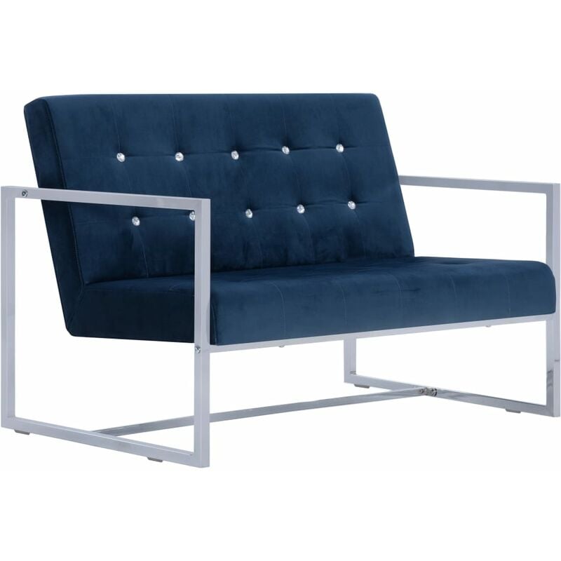 

vidaXL Sofá de 2 Plazas con Reposabrazos Cromados y Terciopelo Azul - Azul