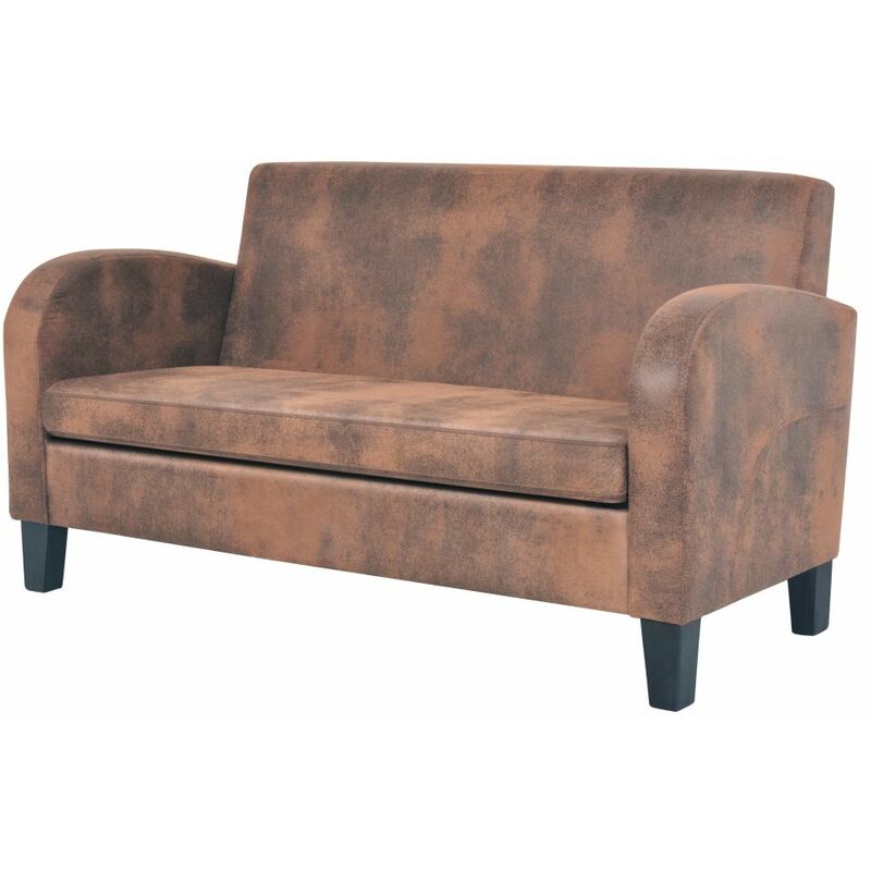 

Sofa de 2 plazas con reposabrazos de ante sintetico marron