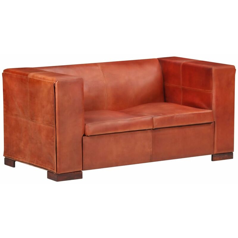 

Sofa de 2 plazas cuero autentico marron oscuro