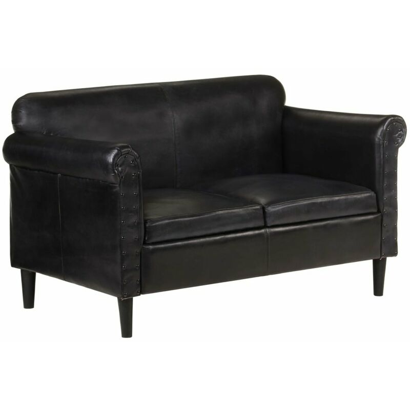 

Happyshopping - Sofa de 2 plazas cuero autentico negro
