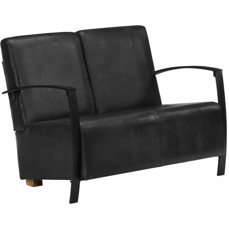 

Sofa de 2 plazas cuero autentico negro