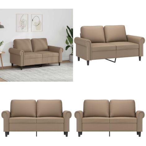 Sofá de 2 plazas de cuero sintético color capuchino 120 cm - Sofá de 2 plazas - Sofá capuchino