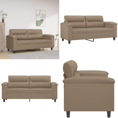 Sofá de 2 plazas de cuero sintético color capuchino 140 cm - Sofá de 2 plazas - Sofá capuchino
