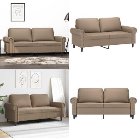 Sofá de 2 plazas de cuero sintético color capuchino 140 cm - Sofá de 2 plazas - Sofá capuchino