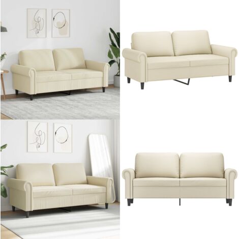 Sofá de 2 plazas de cuero sintético color crema 140 cm - Sofá de 2 plazas - Sofá de cuero sintético crema