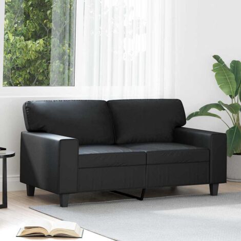 Sofá de 2 plazas de cuero sintético negro 120 cm