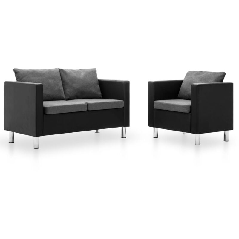 

Sofá de Cuero Sintético de 1 Pieza 2 Piezas Negro y Gris Claro - Negro - Vidaxl
