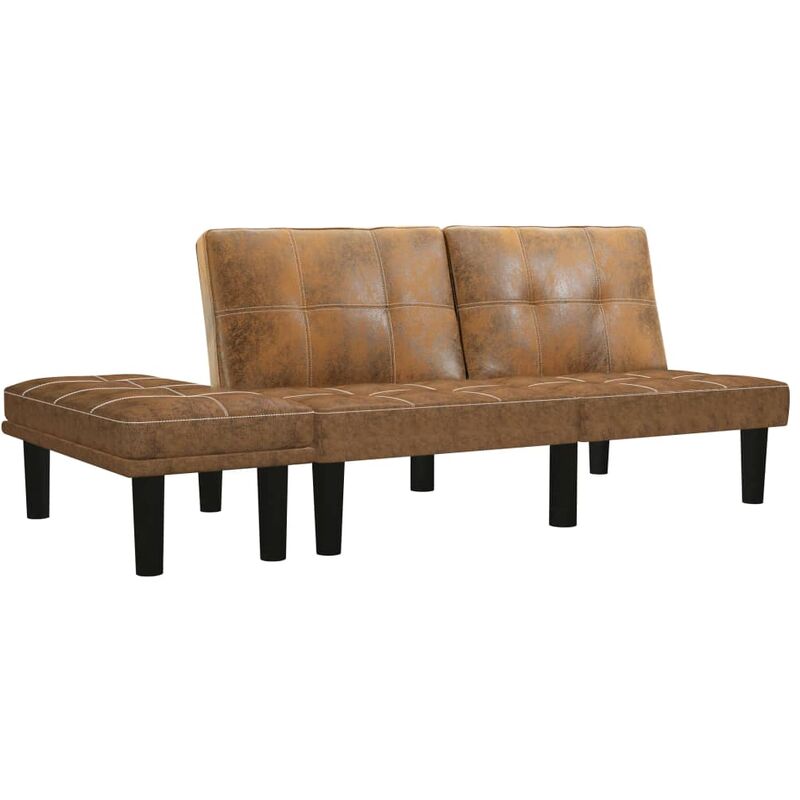 

Sofa de 2 plazas de piel de ante artificial marron
