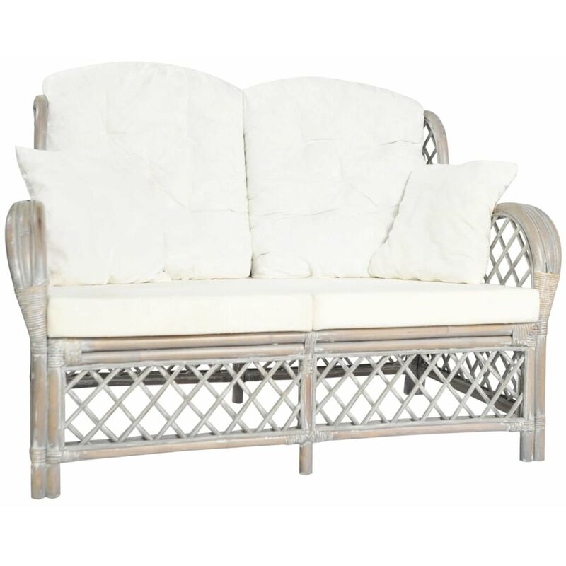 

Happyshopping - Sofa de 2 plazas de ratan gris