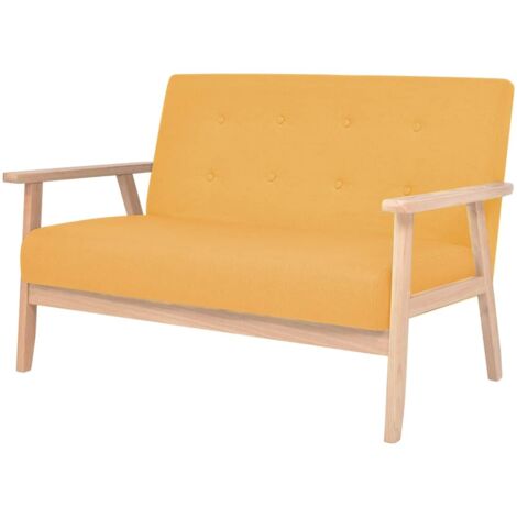Sofá de 2 plazas de tela amarillo