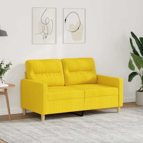 Sofá de 2 plazas de tela amarillo claro 120 cm
