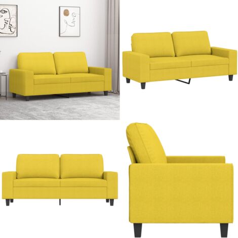 Sofá de 2 plazas de tela amarillo claro 140 cm - Sofá de tela - Sofá amarillo claro