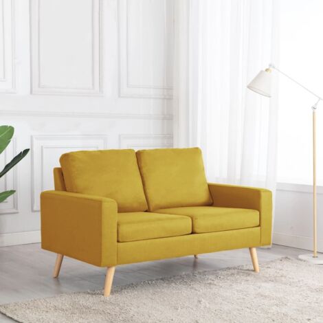 Sofá de 2 plazas de tela amarillo vidaXL