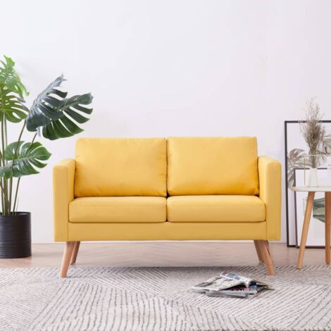 Sofá de 2 plazas de tela amarillo vidaXL392383