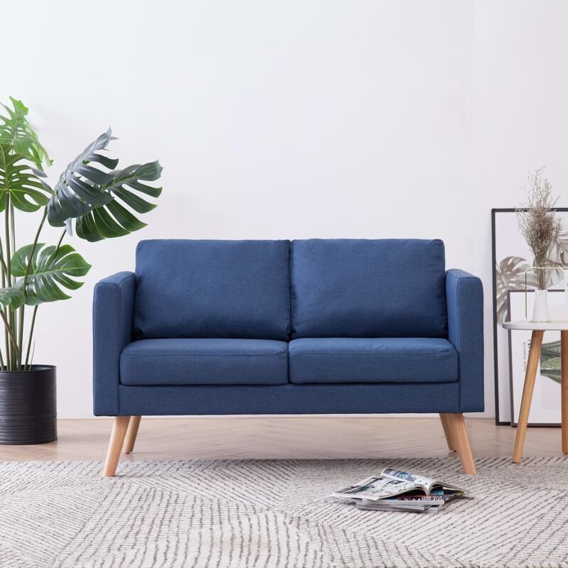 

Happyshopping - Sofa de 2 plazas de tela azul
