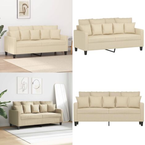 Sofá de 2 plazas de tela color crema 140 cm - Sofá de tela - Sofá de crema