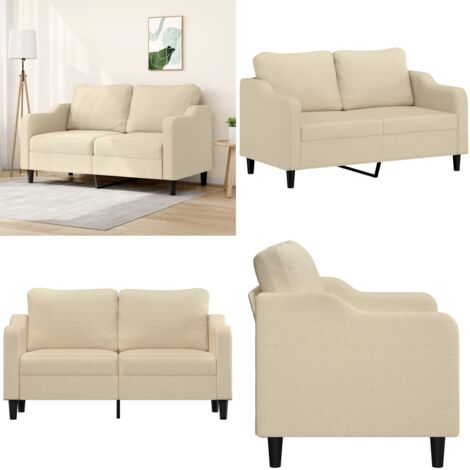 Sofá de 2 plazas de tela color crema 140 cm - Sofá de tela - Sofá de crema