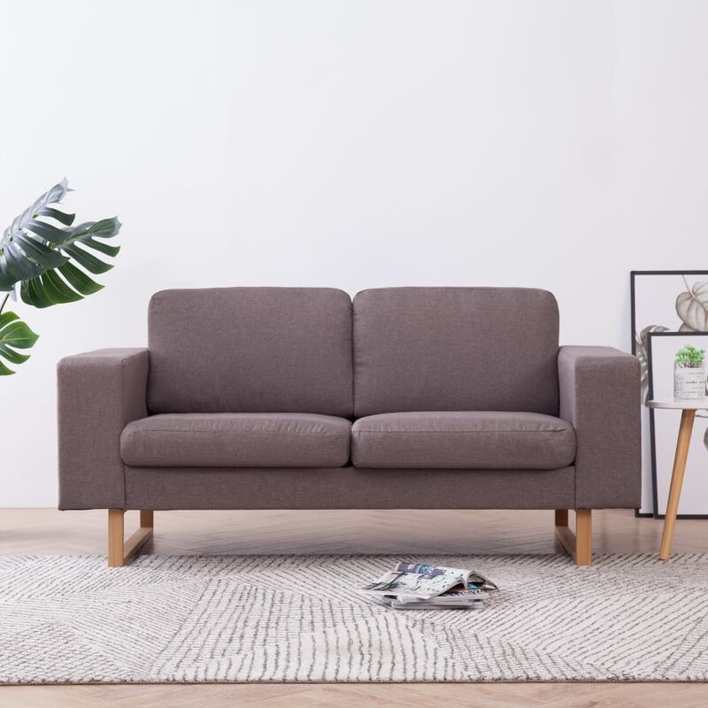 

Happyshopping - Sofa de 2 plazas de tela color gris topo