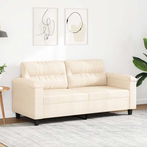 Sofá de 2 plazas de tela de microfibra beige 140 cm