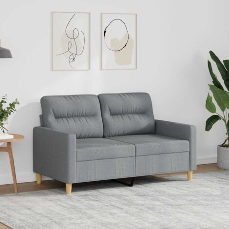 Sofá de 2 plazas de tela gris claro 120 cm