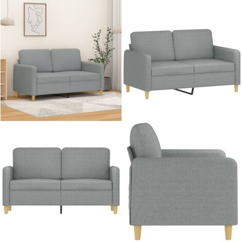 Sofá de 2 plazas de tela gris claro 120 cm - Sofá gris claro - Sofá de tela