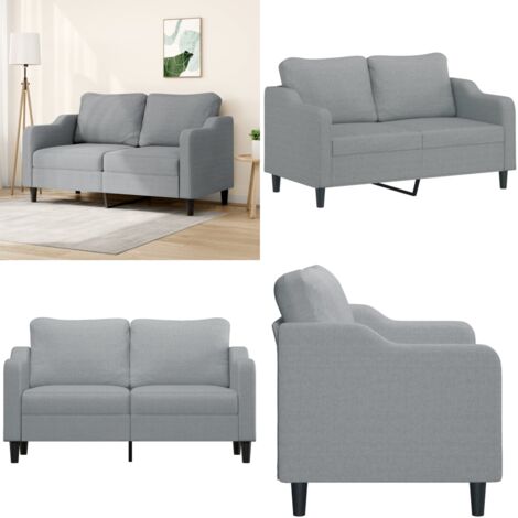 Sofá de 2 plazas de tela gris claro 140 cm - Sofá de tela - Sofá gris claro