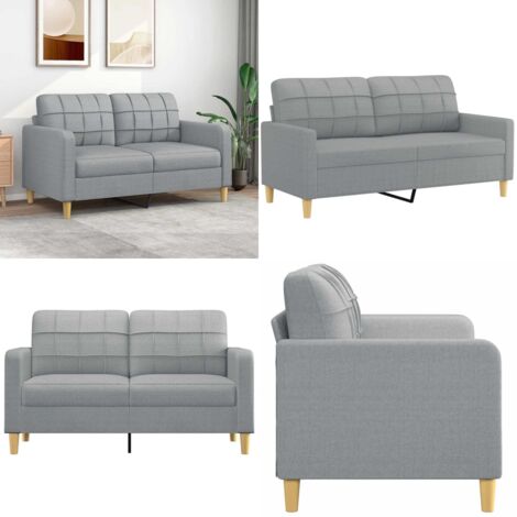 Sofá de 2 plazas de tela gris claro 140 cm - Sofá gris claro - Sofá de tela