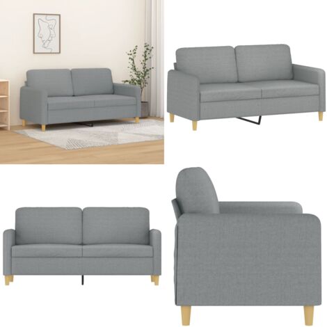 Sofá de 2 plazas de tela gris claro 140 cm - Sofá gris claro - Sofá de tela