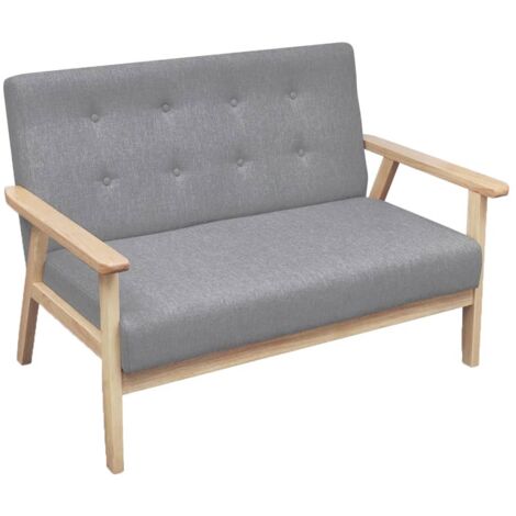 Sofá de 2 plazas de tela gris claro vidaXL