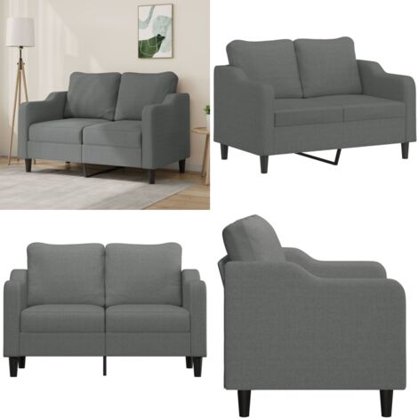 Sofá de 2 plazas de tela gris oscuro 120 cm - Sofá de tela - Sofá gris oscuro