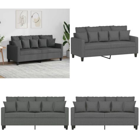 Sofá de 2 plazas de tela gris oscuro 140 cm - Sofá de tela - Sofá gris oscuro