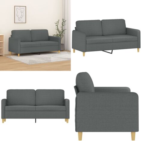 Sofá de 2 plazas de tela gris oscuro 140 cm - Sofá de tela - Sofá gris oscuro
