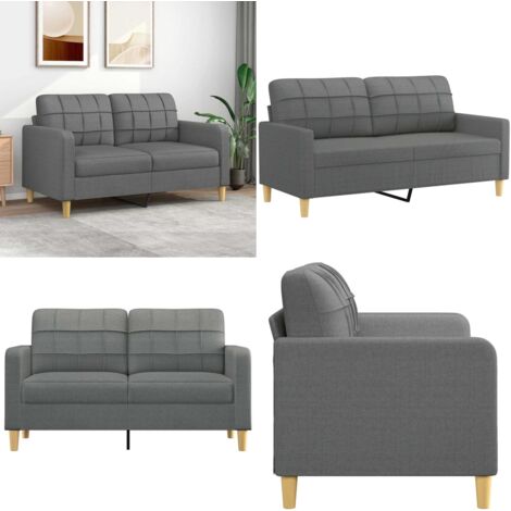 Sofá de 2 plazas de tela gris oscuro 140 cm - Sofá gris oscuro - Sofá de tela