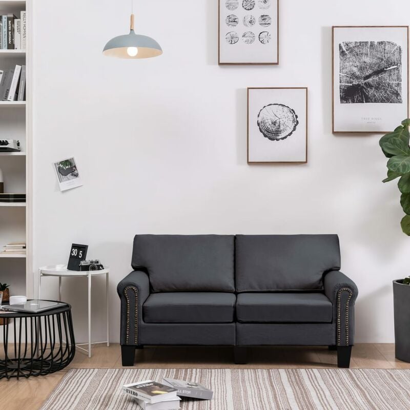 

Sofa de 2 plazas de tela gris oscuro