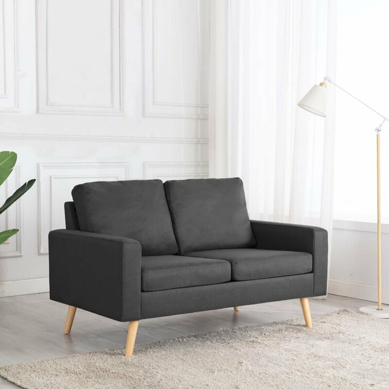 

Happyshopping - Sofa de 2 plazas de tela gris oscuro